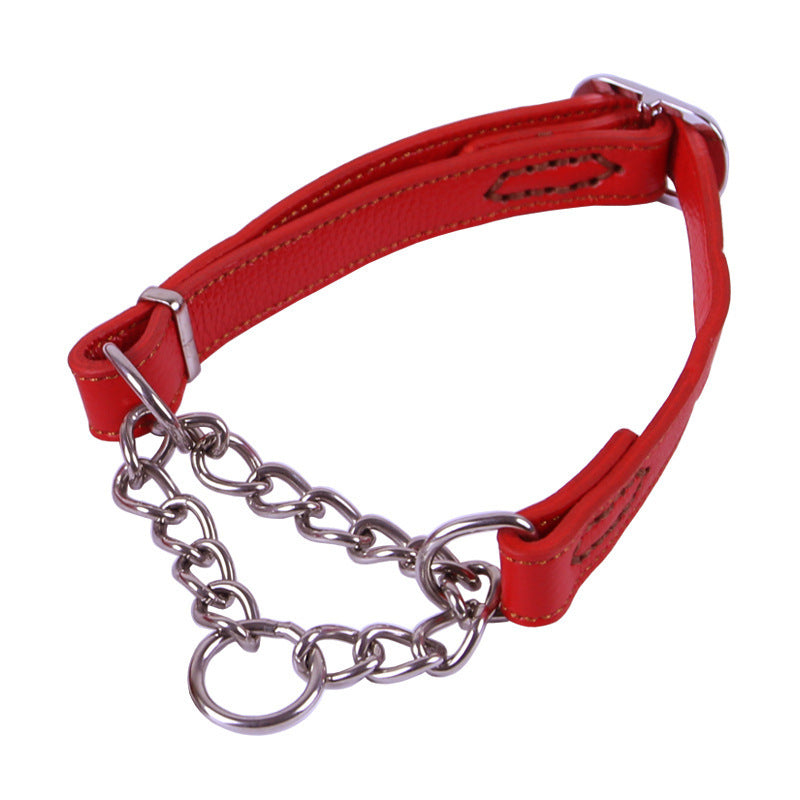 Semi-Controlled Cowhide Leather Dog Collar