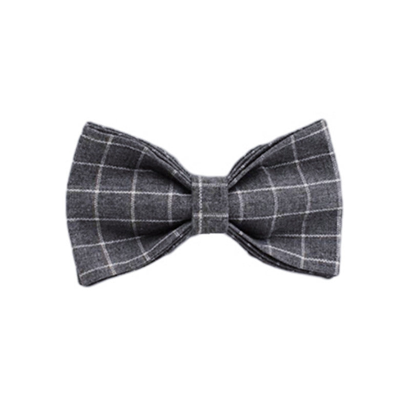 Gray Plaid Flannel Pet Collar Set