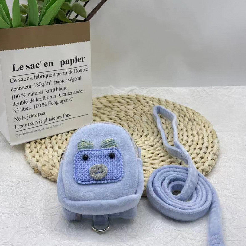 Pet Backpack Teddy Bear Traction Rope Cat Dog Chest Strap