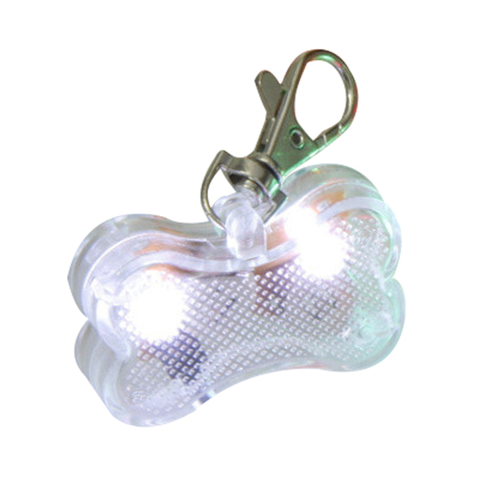 New LED Dog Bone Shape ID Tag Pet Safety Collar Pendant