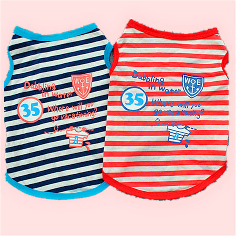 Dog cotton striped breathable t-shirt