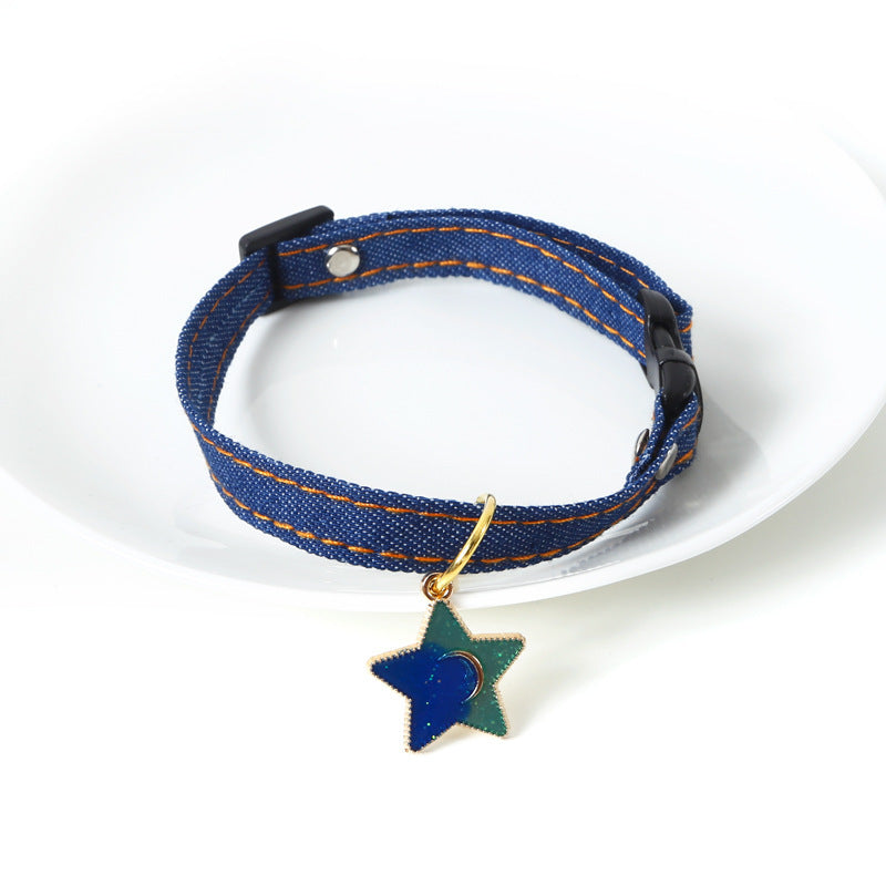 Pet denim five-pointed star pendant
