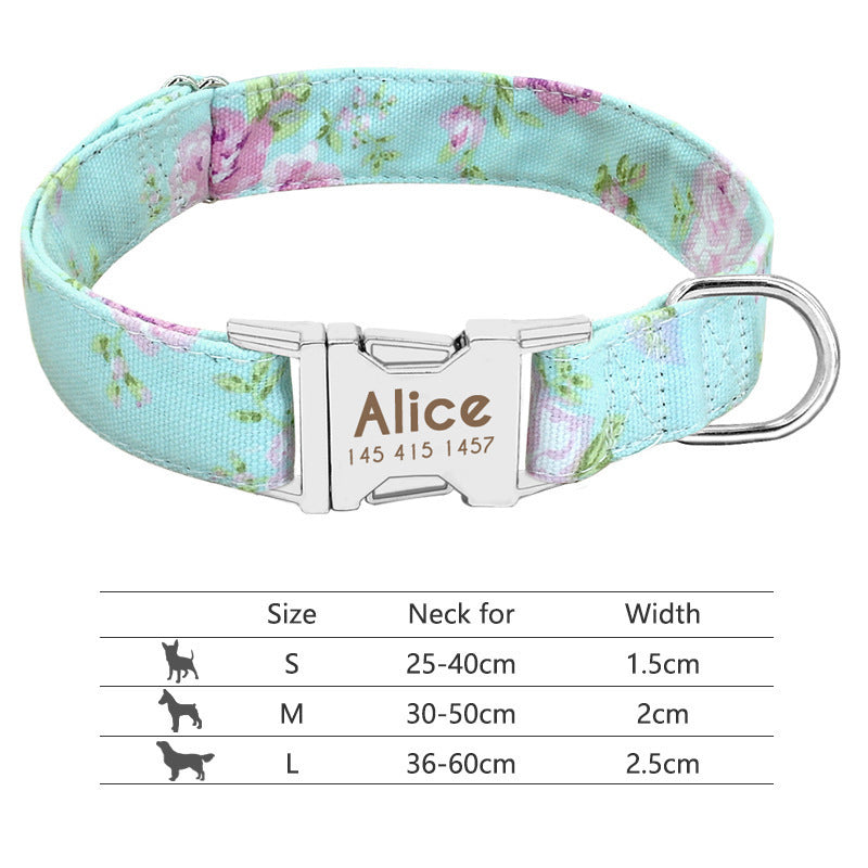 Personalized Nylon Pet Collar - Customizable Mohair Collar for Dogs and Cats, Available in Multiple Colors and Sizes