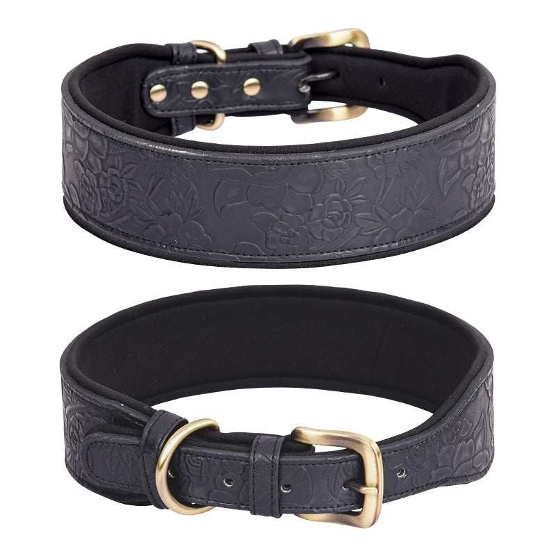 Ondaum Pet Leather Collar with Cotton Substrate