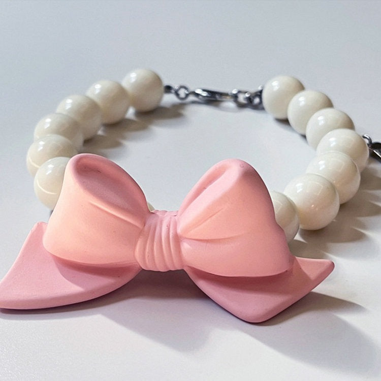 Stylish Monochrome Bow Cat Collar for Holidays