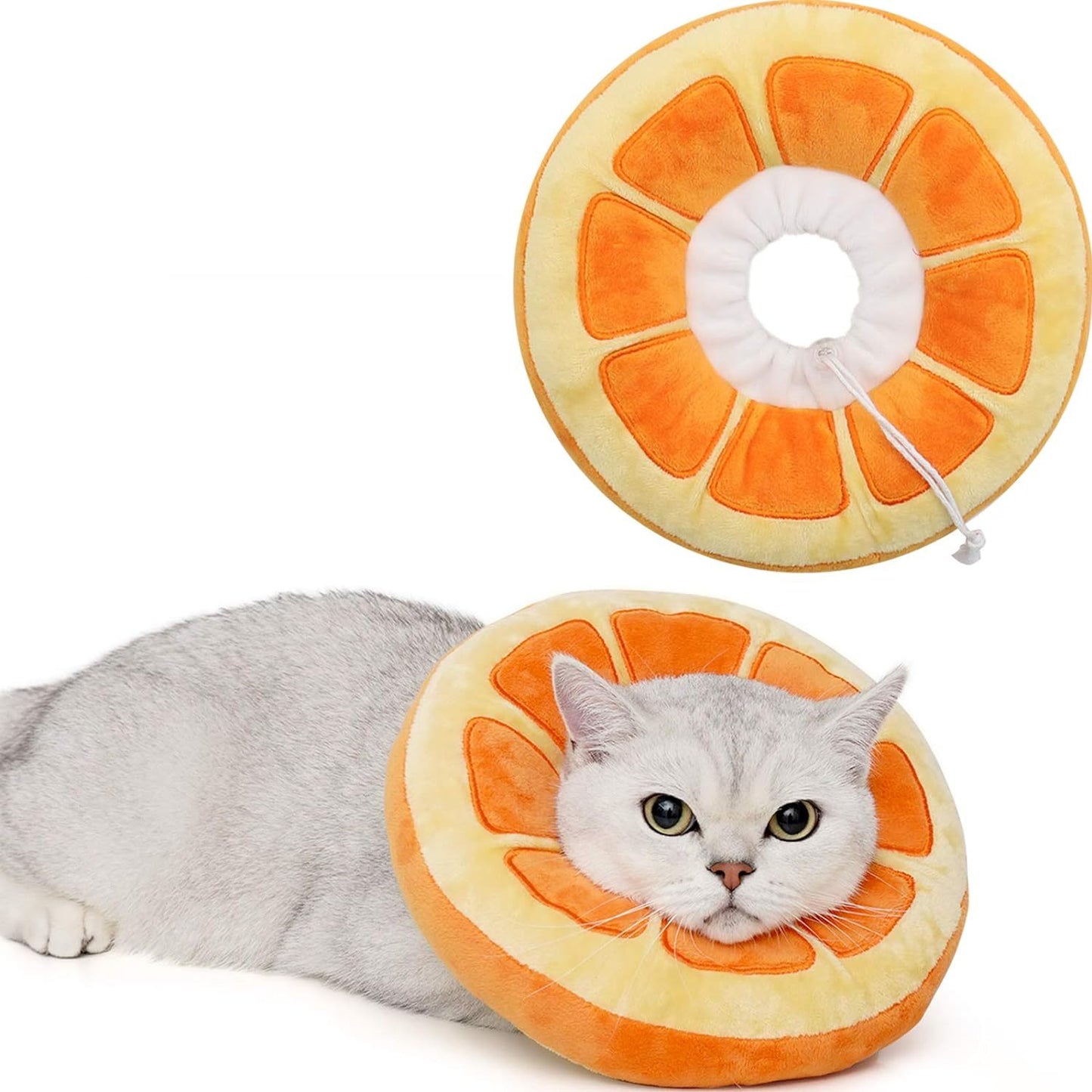 Ondaum Pet Cute Cat Collar Cone for Recovery After Surgery - Adjustable Soft Fabric Cone for Kittens