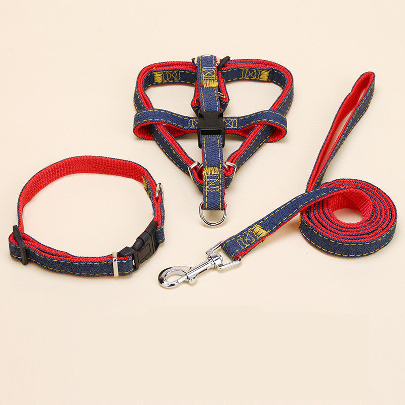 Denim Pet Leash Sewn Cloth Wear-resistant Chest Strap