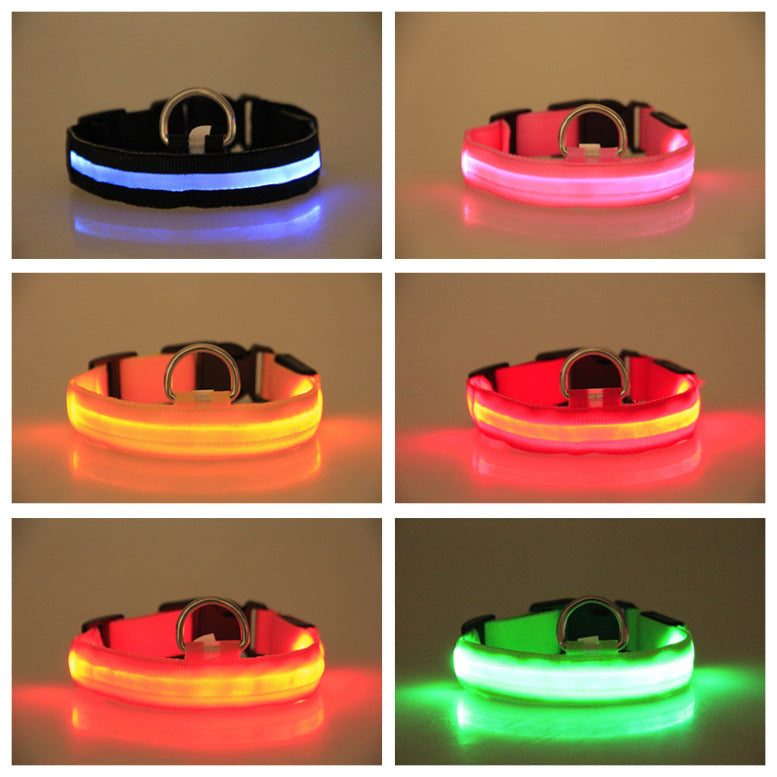 ONDAUM LED Luminous Pet Dog Collar – Rechargeable & Adjustable Night Safety Collar with Multicolor Lights