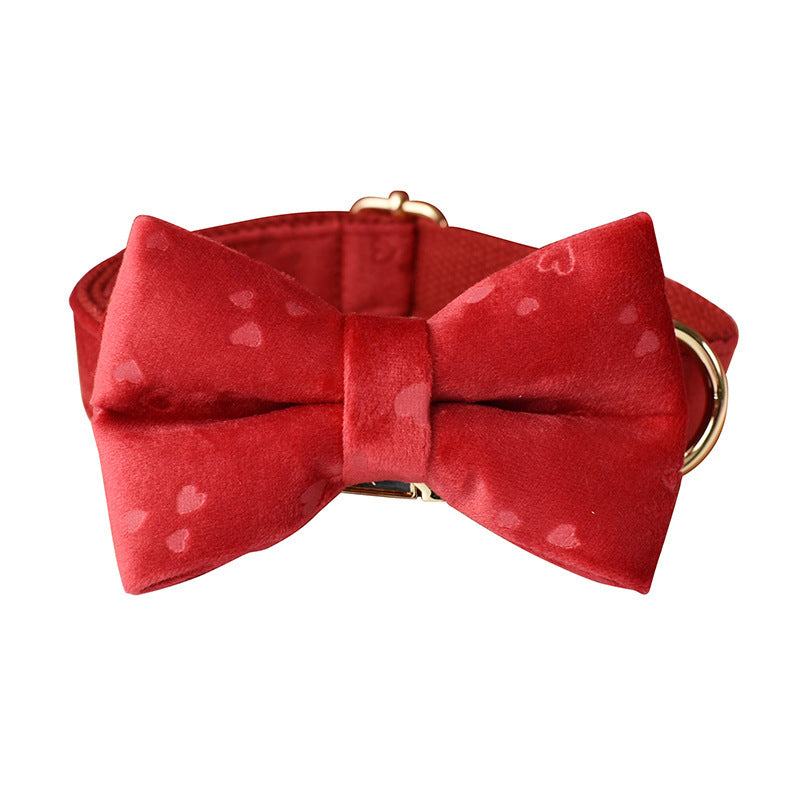 Red Heart Velvet Dog Loop Bowknot