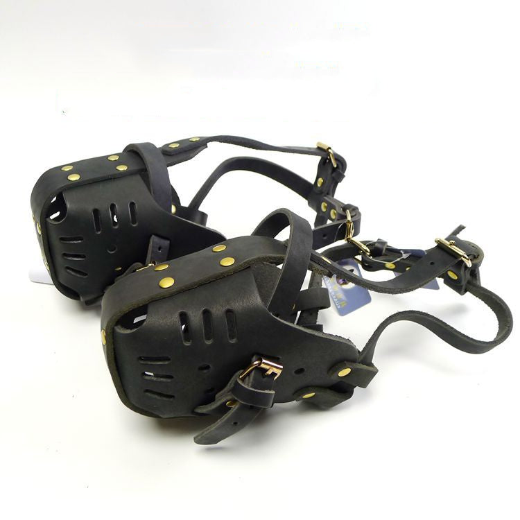 Cowhide Dog Muzzle for Medium & Large Dogs