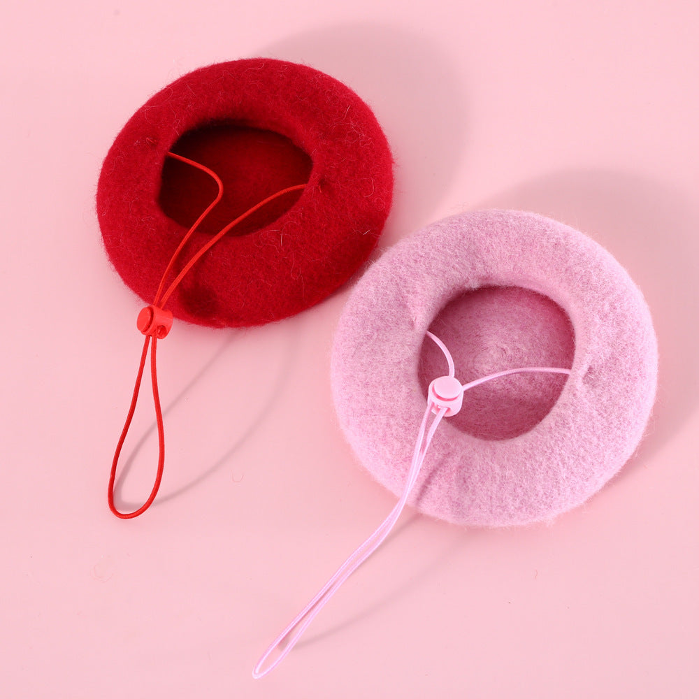 Stylish Wool Cat Hat with Rabbit Ears
