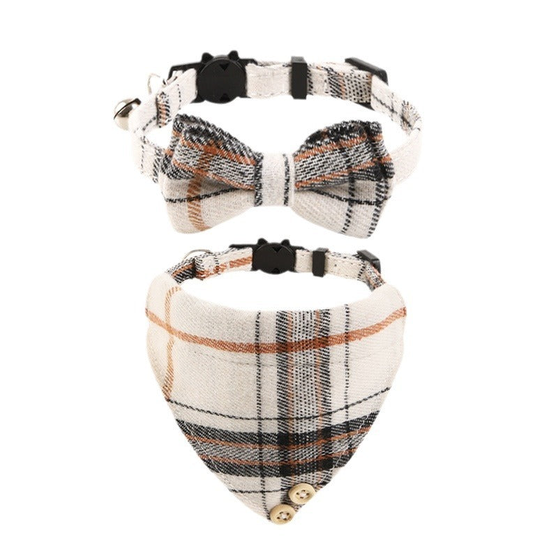 Ondaum Plaid Cloth Cat Collar – Stylish, Adjustable, and Comfortable for Year-Round Use