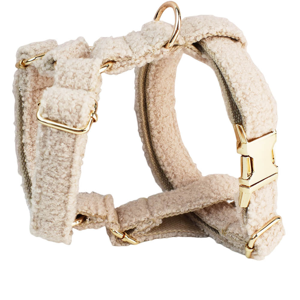 Ondaum Creative and Minimalist Cream Style Pet Collar and Harness 4-Piece Set