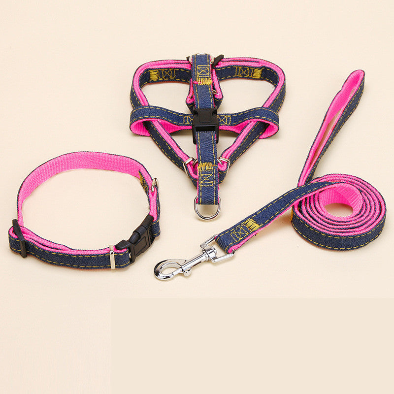 Denim Pet Leash Sewn Cloth Wear-resistant Chest Strap