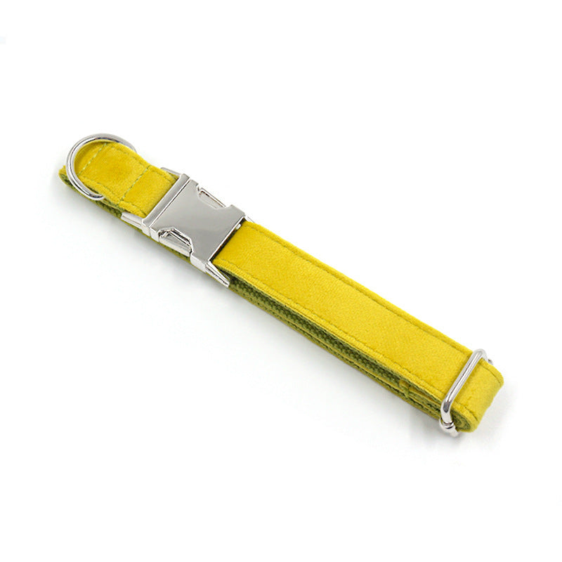 Pet Dog Yellow And Green Velvet Collar