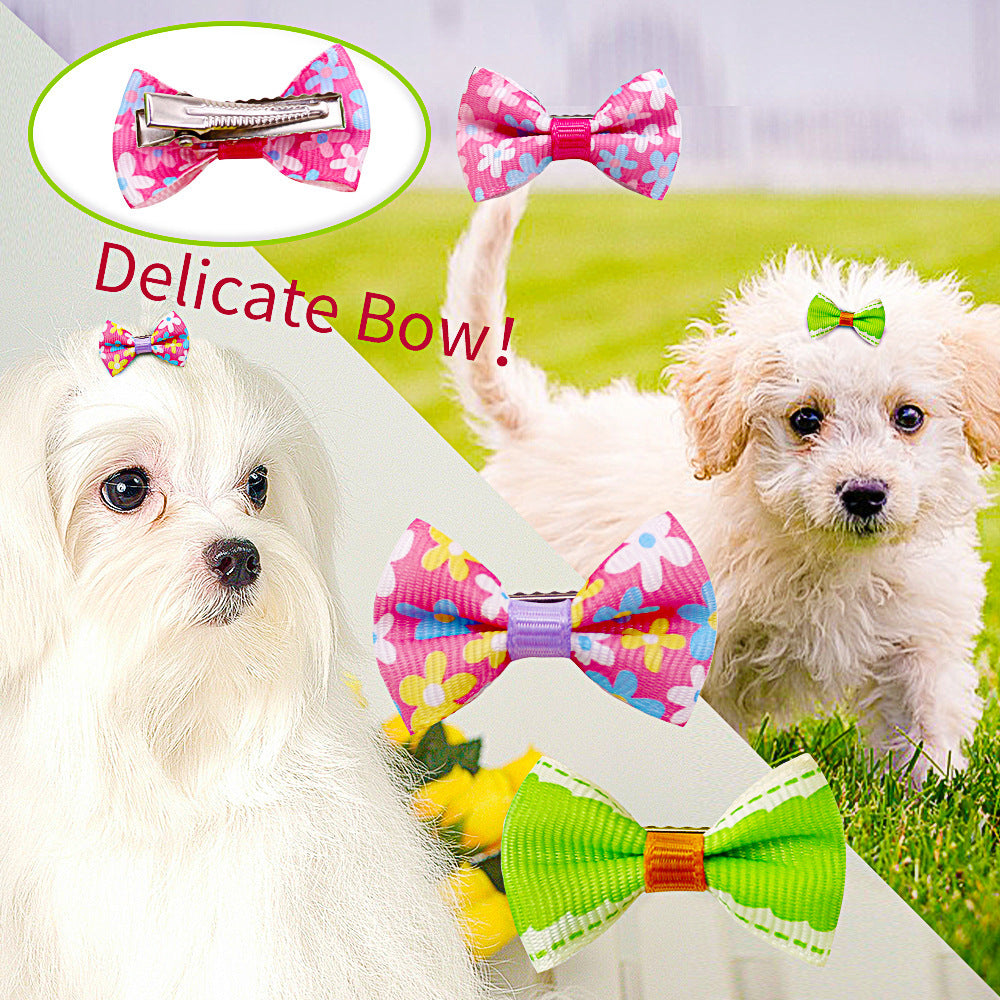 Pet Hairpin Headwear Dog Cat Ornaments Bow Headflower