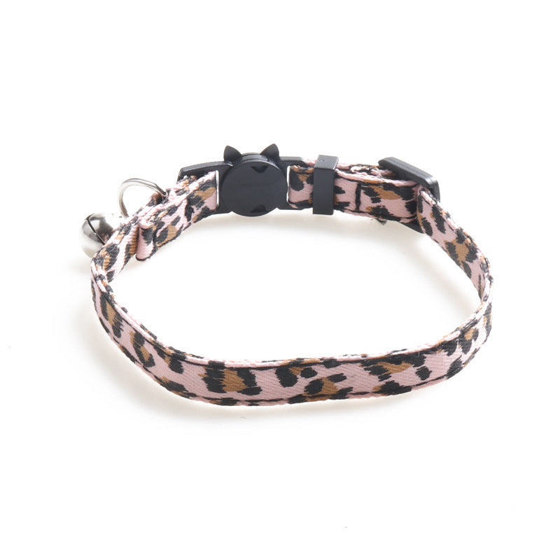 New Leopard Pattern Pet Collar Cat Collar With Bell Cat Collar Factory Direct Sales