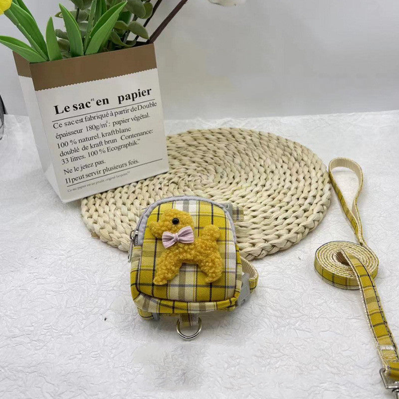 Pet Backpack Teddy Bear Traction Rope Cat Dog Chest Strap