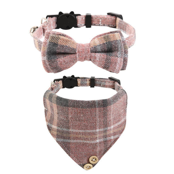 Ondaum Plaid Cloth Cat Collar – Stylish, Adjustable, and Comfortable for Year-Round Use