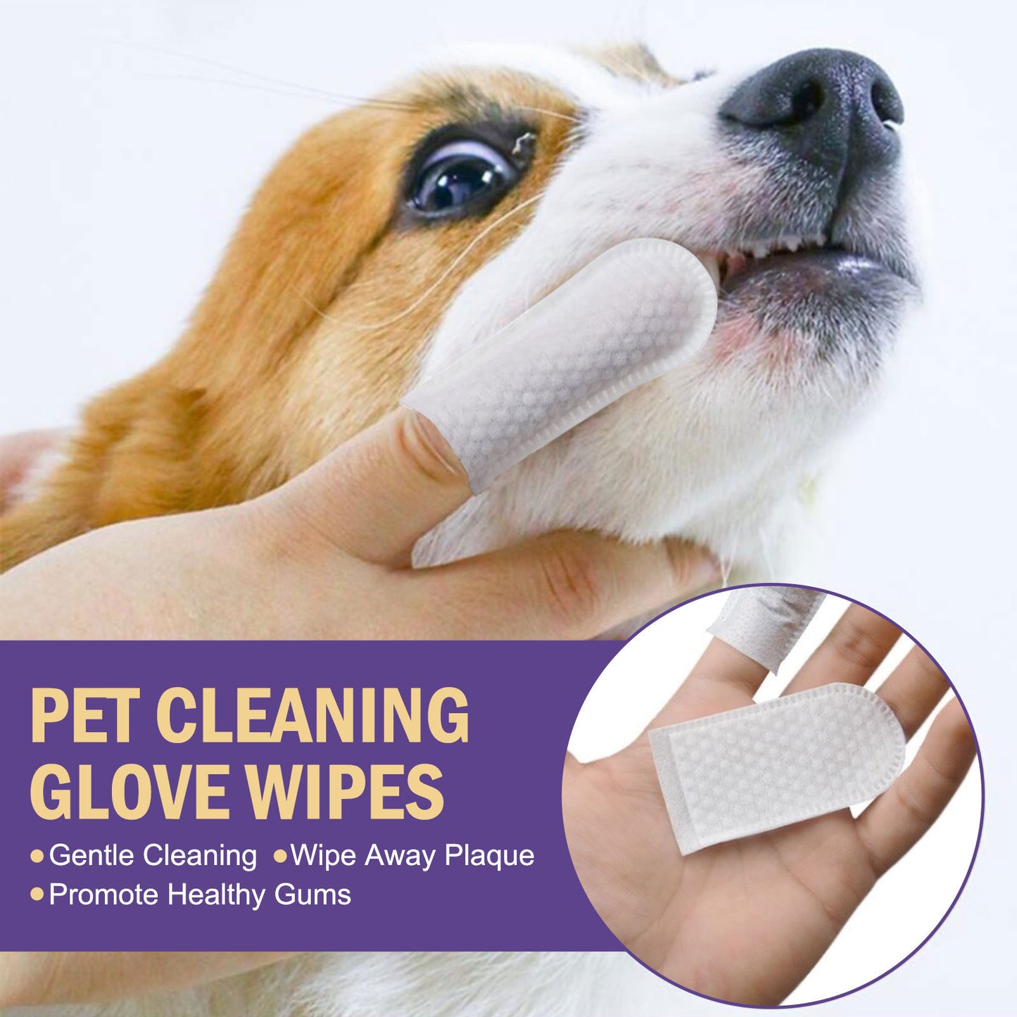 Pet Cleaning Gloves Wet Wipes Pet Gum Care Gentle Cleaning Teeth Remove Tartar Odor