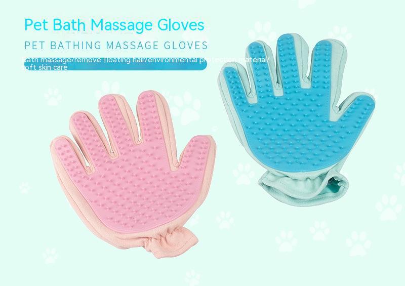 Suede Pet Five Finger Gloves Bath Massage Float Hair Cleaning Comb Hair Cat Petting