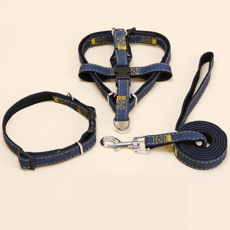 Denim Pet Leash Sewn Cloth Wear-resistant Chest Strap