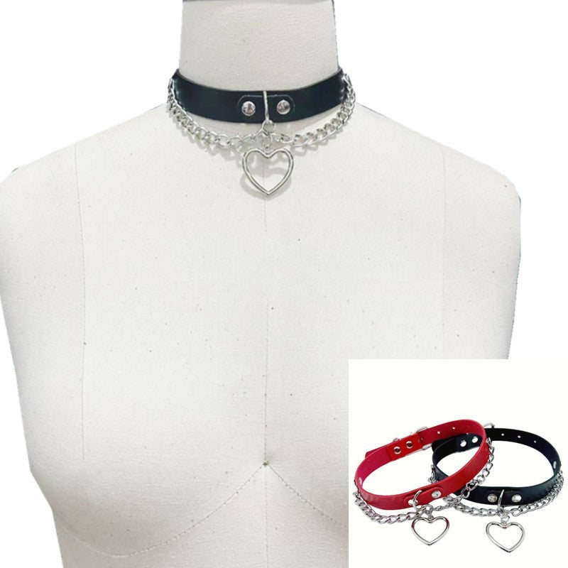 Stylish Leather Dog Collar with Heart Charm