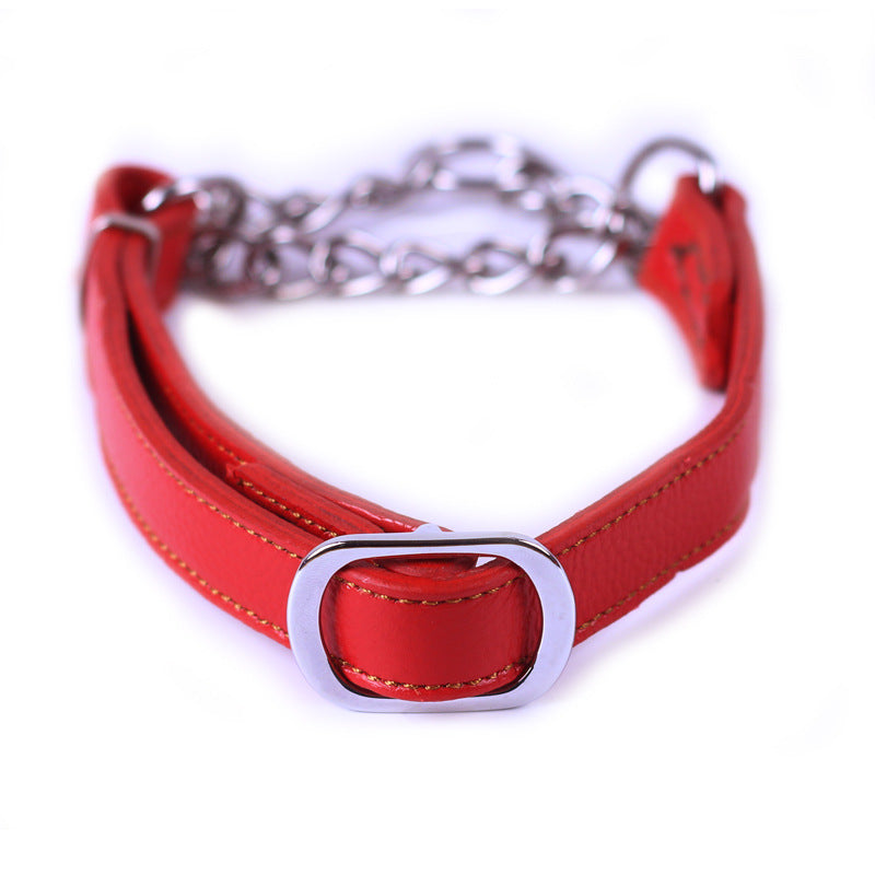 Semi-Controlled Cowhide Leather Dog Collar