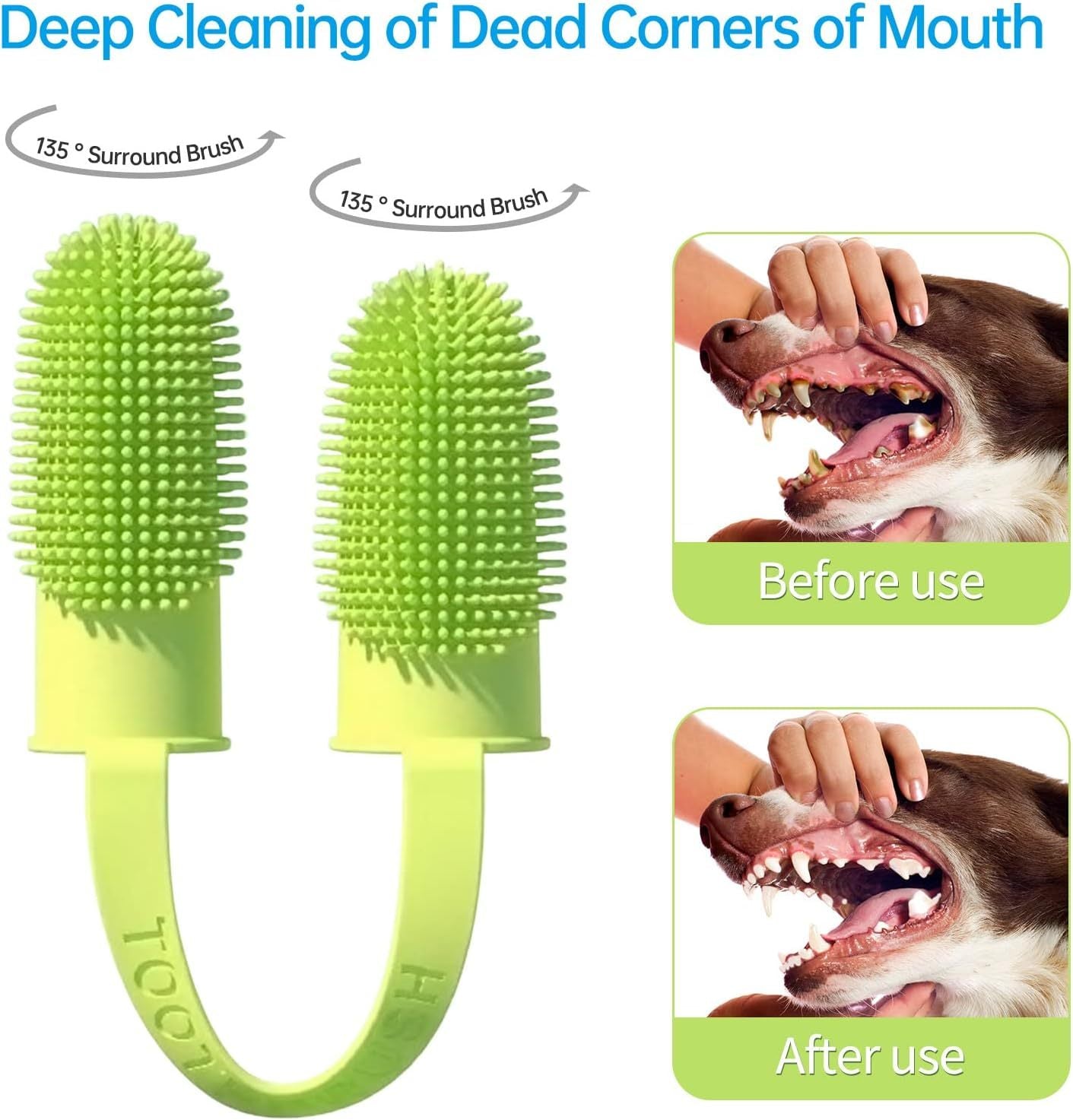 Toothbrush For Dog Finger Toothbrush Kit 135 Surround Bristles For Easy Teeth Cleaning Double Finger Toothbrush Dental Care For Puppies Cats And Small Pets