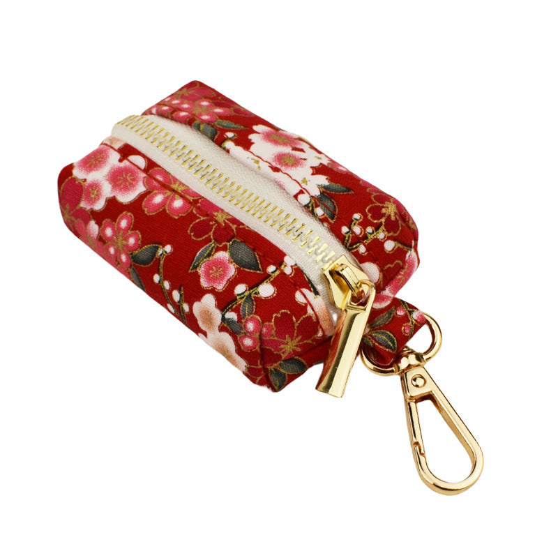 Japanese Floral Dog Collar Alloy Buckle Hand Holding Rope Pet Collar