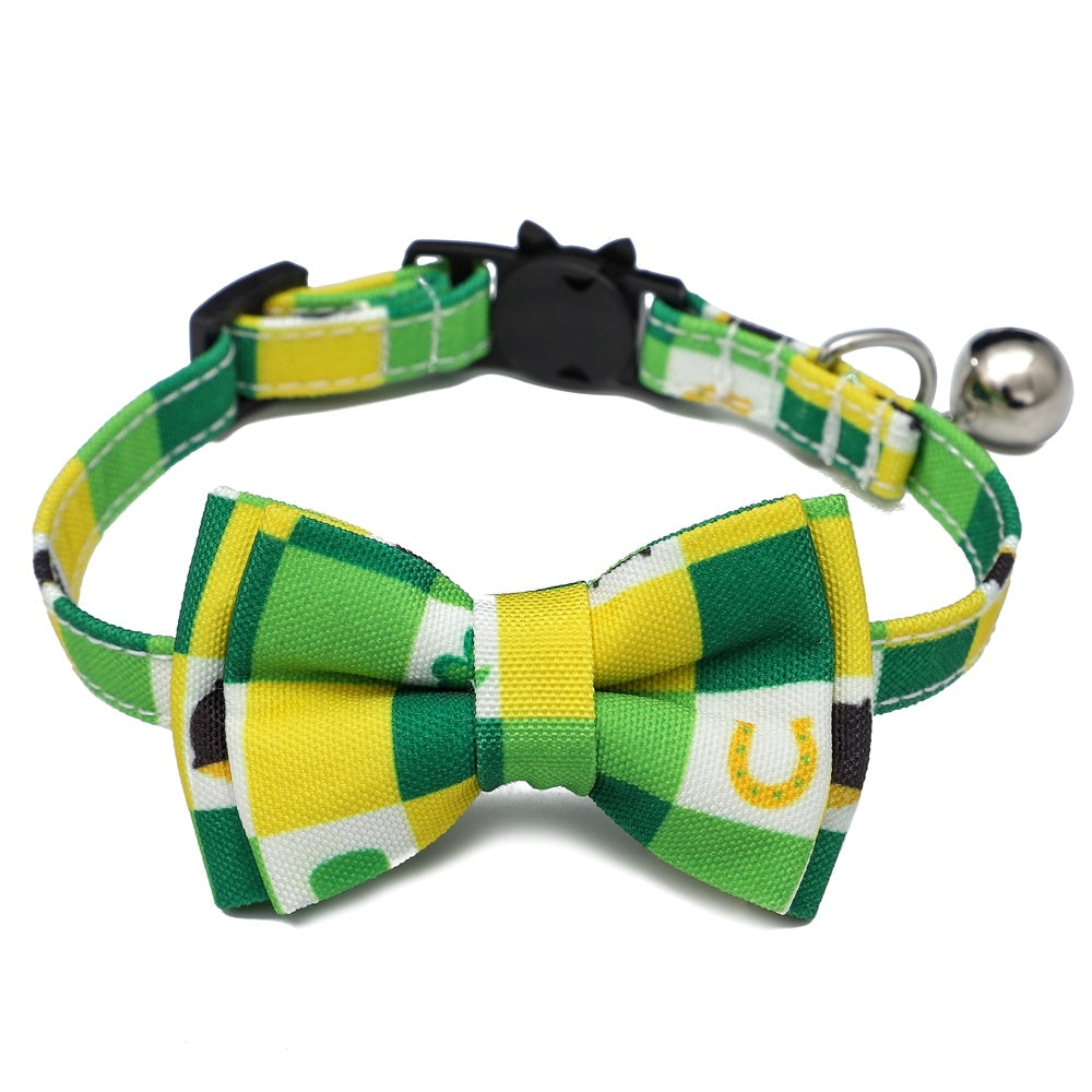 Irish Festival Plaid Bow Cat Collar