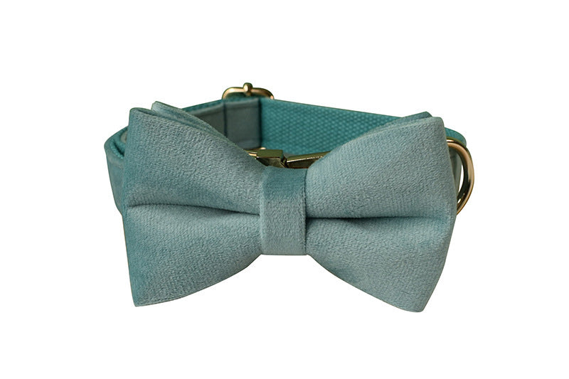 Lake Green Flannel Dog Collar with Gold Buckle