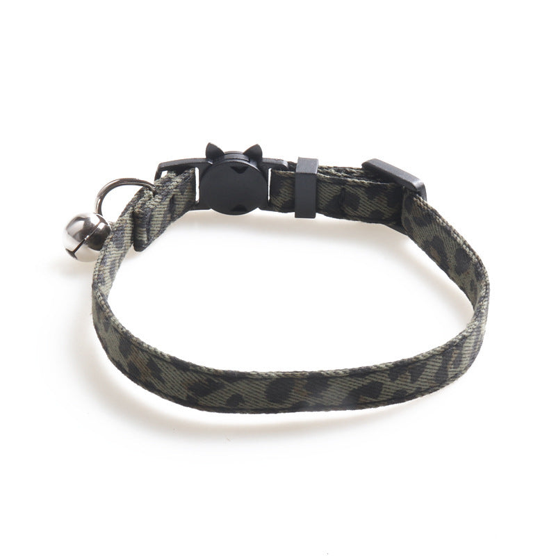 New Leopard Pattern Pet Collar Cat Collar With Bell Cat Collar Factory Direct Sales