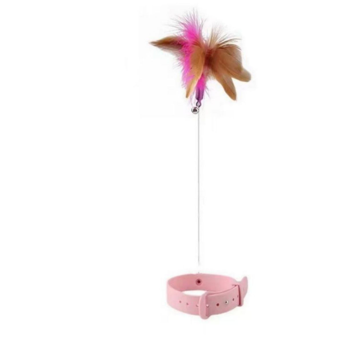 Adjustable Cat Collar with Feather Teaser Wand & Bell