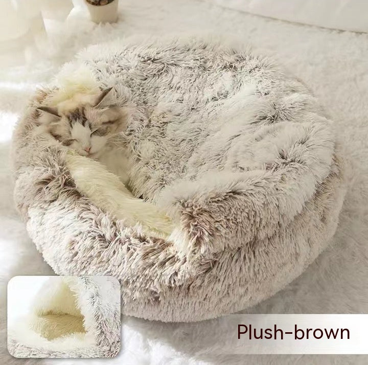 Plush Round Winter Pet Bed