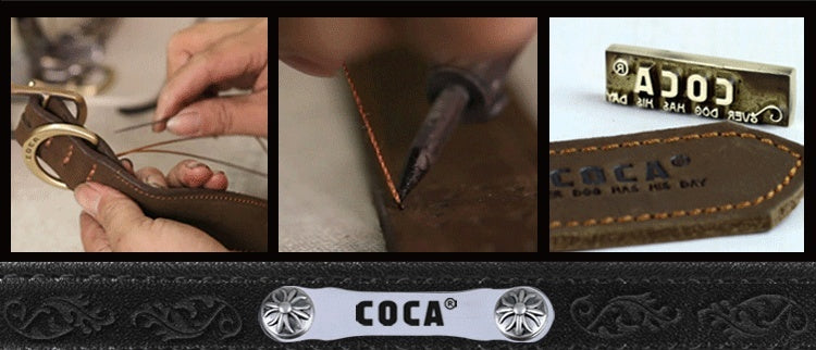 Semi-Controlled Cowhide Leather Dog Collar