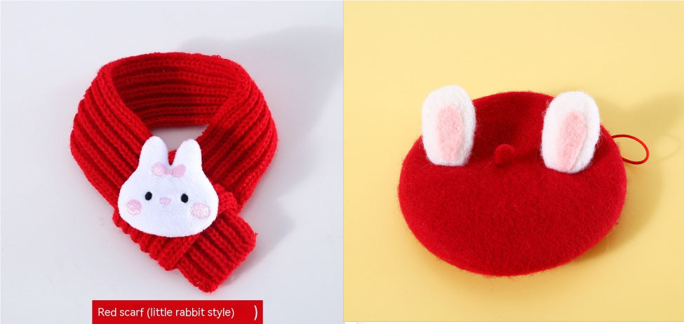 Stylish Wool Cat Hat with Rabbit Ears