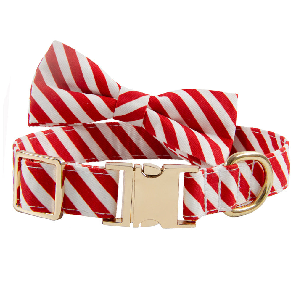 Personalized Dog Collar with Anti-Lost Lettering - Striped Design, Engravable, and Durable Polyester Collar for Dogs