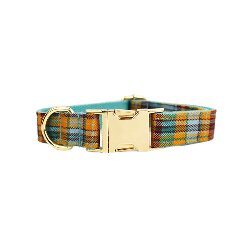 Green Plaid Plain Pet Collar