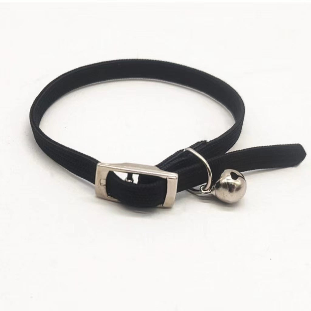 Ondaum Adjustable Cat Collar with Bell – Soft Polyester, Monochrome Design, Free Size