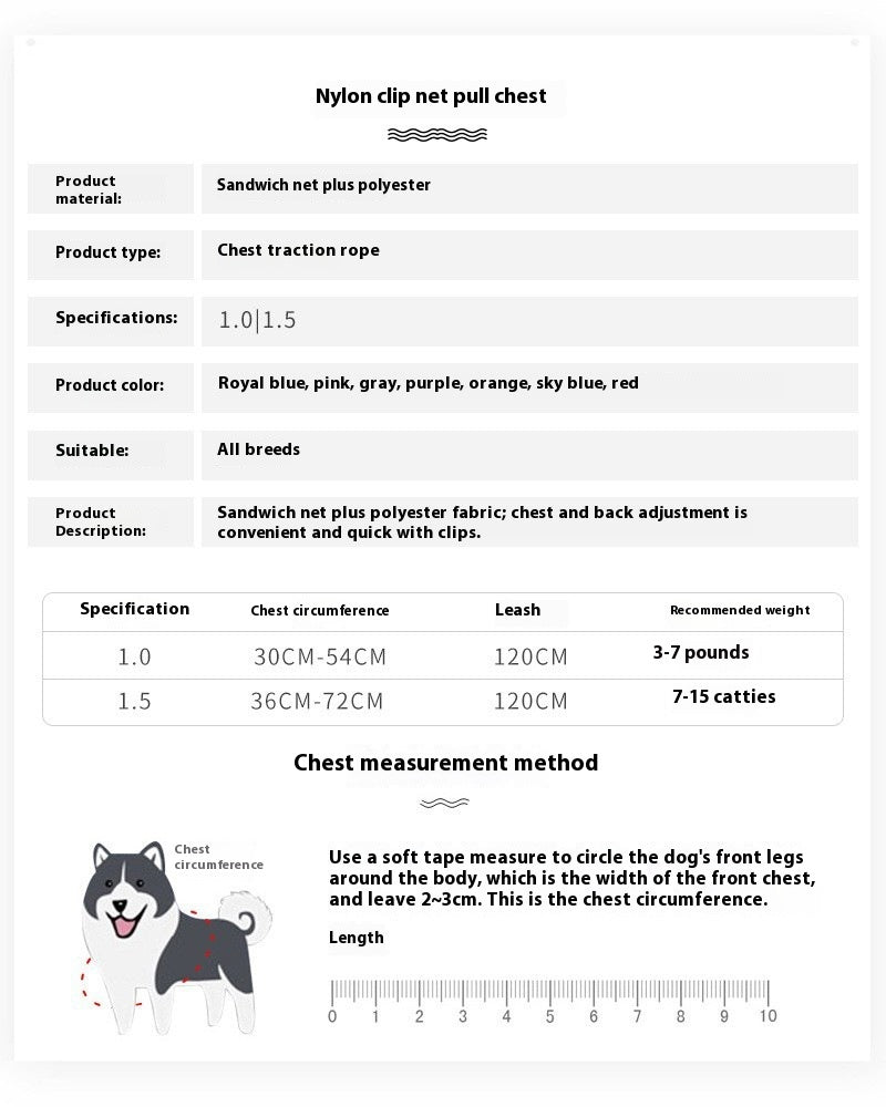 Dog Hand Holding Rope Chest Strap Nylon Clip