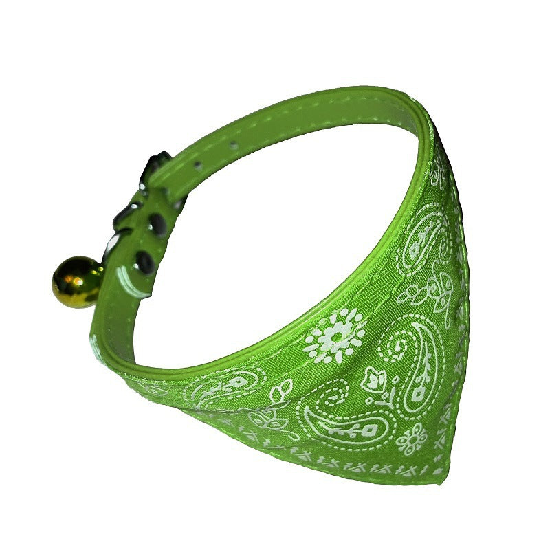 Pet Bell Triangular Binder Cat PU Collar Dog Saliva Towel Scarf For Small Dogs Pet Decorations