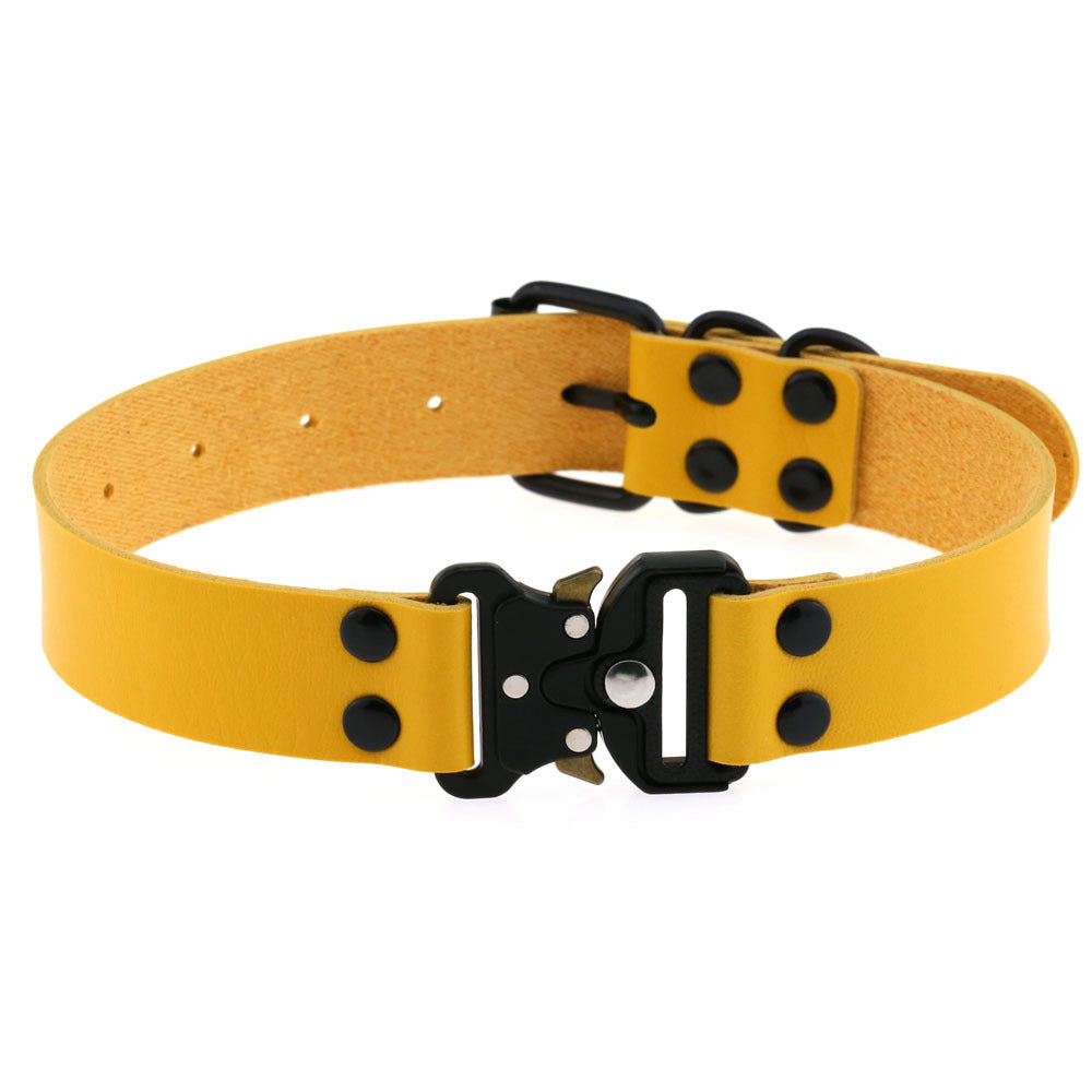 Ondaum Pet Adjustable Leather Buckle Collar – Stylish & Durable Clavicle Necklace for Pets
