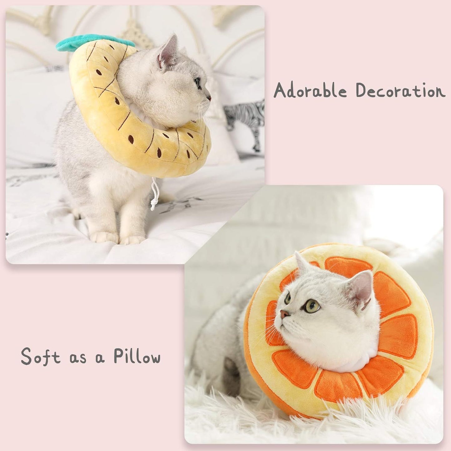 Ondaum Pet Cute Cat Collar Cone for Recovery After Surgery - Adjustable Soft Fabric Cone for Kittens