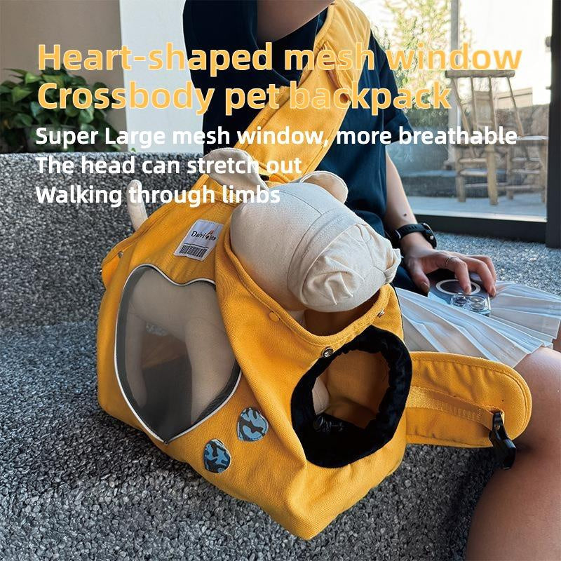 Pet Canvas Shoulder Bag, Cute Animal ShapedCat Carrier Canvas Bags,Portable Pet CanvasTote Chest Bag That Can Expose Head,OutdoorTravel Pet Carrier For Cats Dogs Pet Supplies