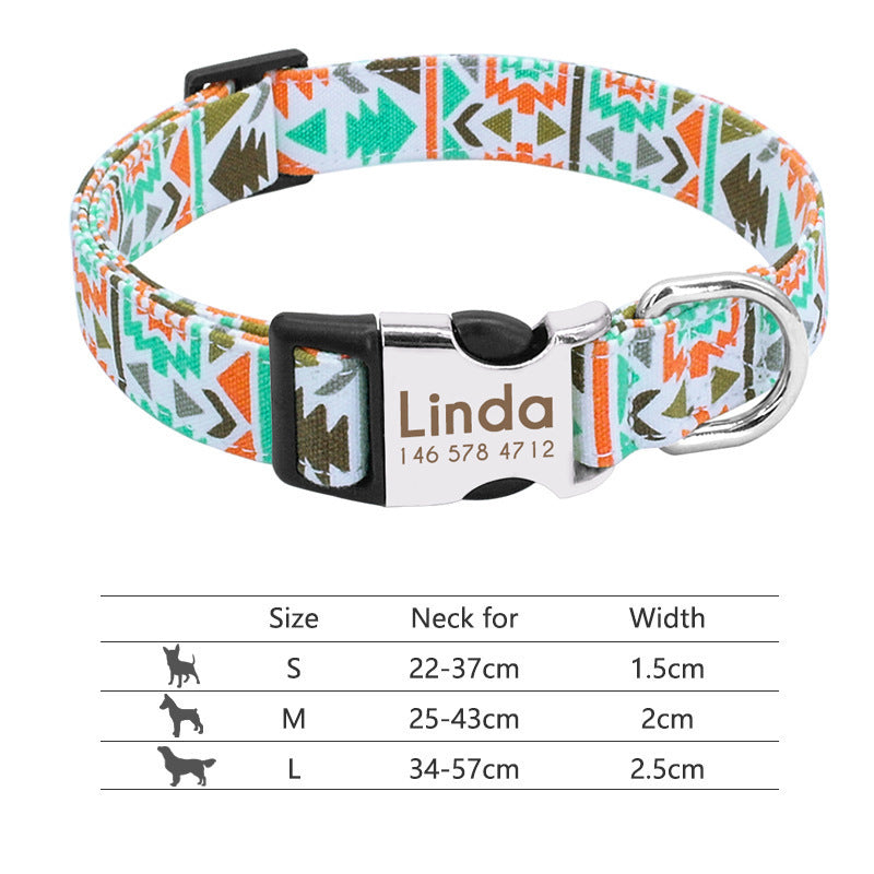 Personalized Nylon Pet Collar - Customizable Mohair Collar for Dogs and Cats, Available in Multiple Colors and Sizes