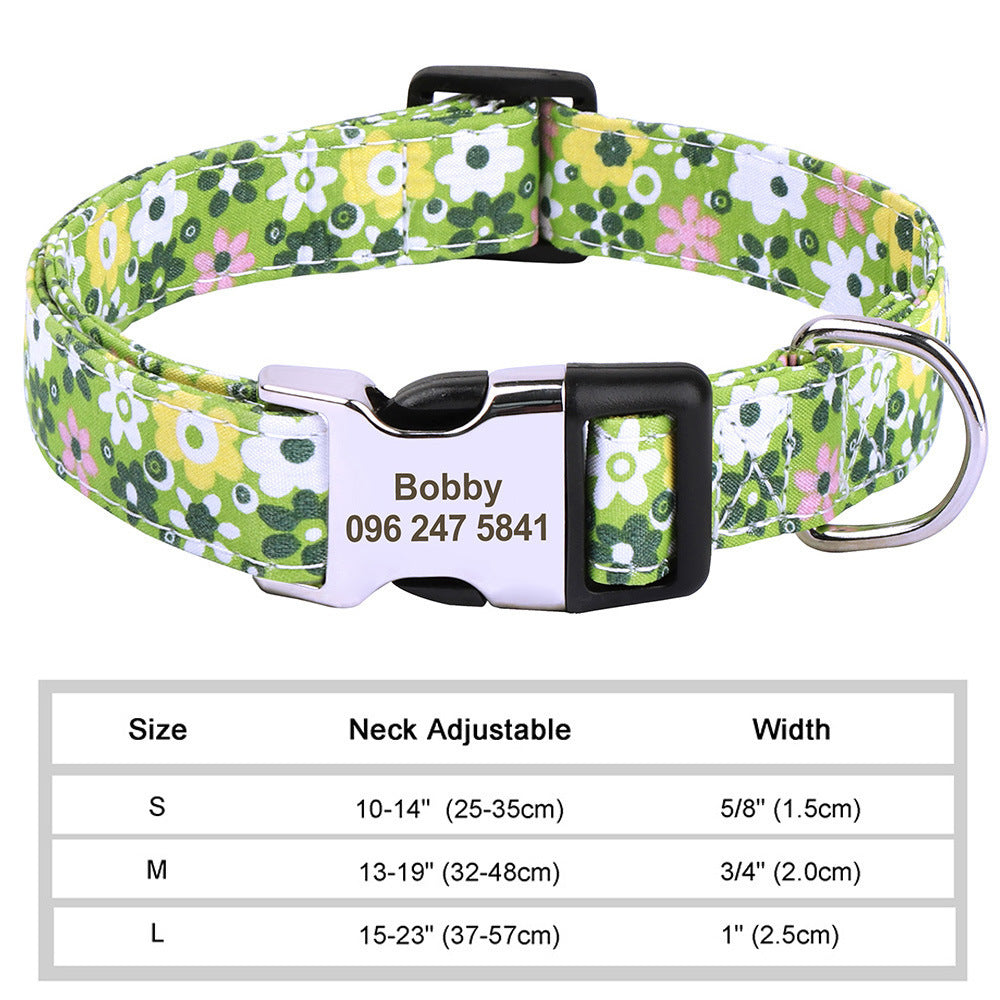 Personalized Nylon Pet Collar - Customizable Mohair Collar for Dogs and Cats, Available in Multiple Colors and Sizes
