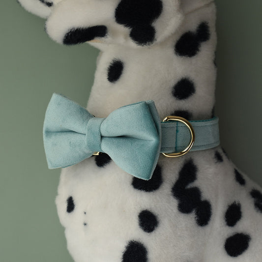 Lake Green Flannel Dog Collar with Gold Buckle