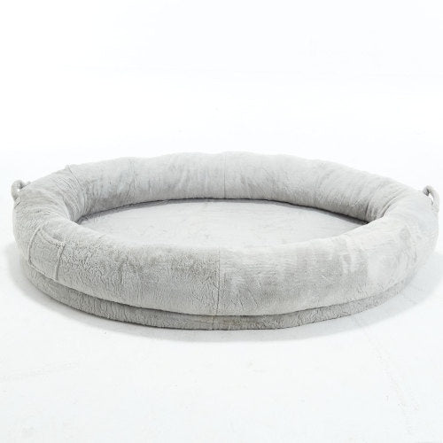 Human Dog Bed For Adult, Giant Extra Large Memory Foam Human Size Pet Bed For People, Fluffy Plush Dog Bed For Human With Storage Pocket Cover Portable Handle Non-Slip Bottom