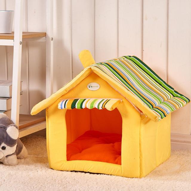 Foldable Striped Pet Bed & House